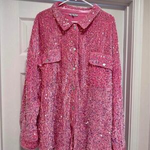 Pink button down Sequined Shirt